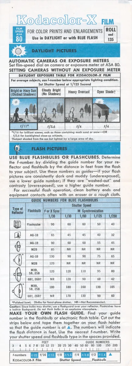 Kodacolor-X Data Sheet Front