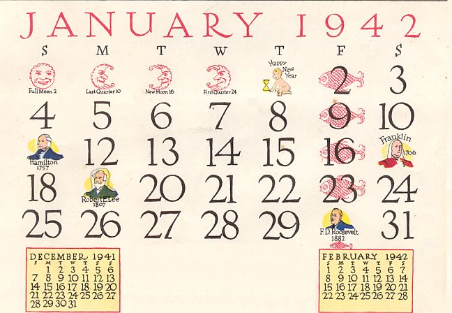 January Calendar Only 42-AA