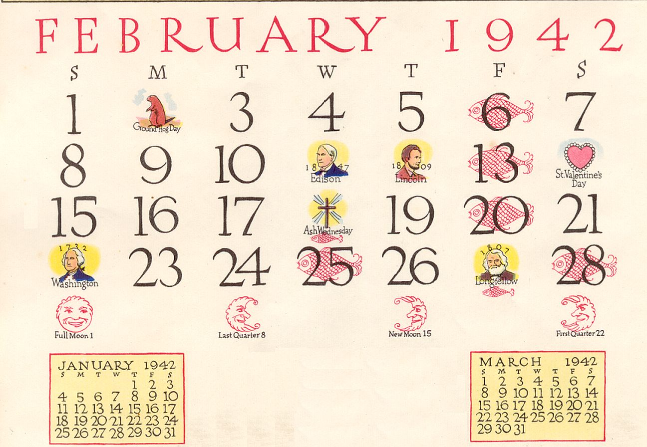February Calendar Only 42-BB