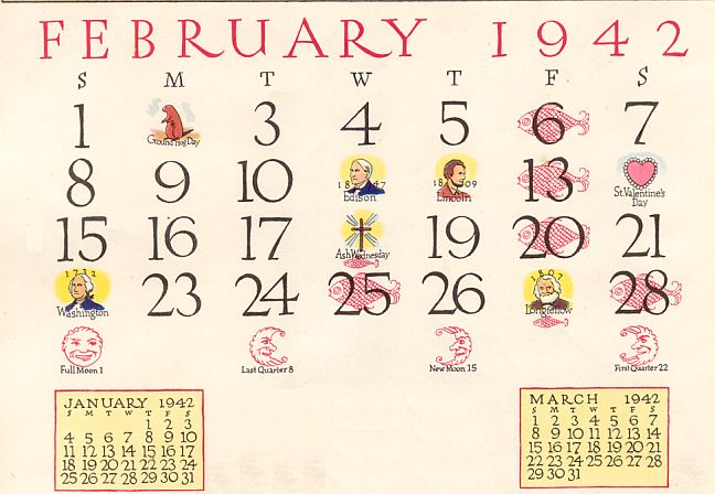 February Calendar Only 42-AA