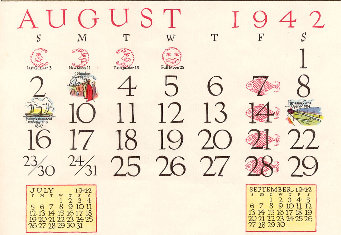August Calendar Only 42-BB