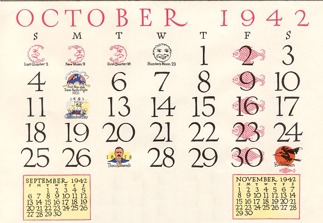 October Calendar Only 42-AA