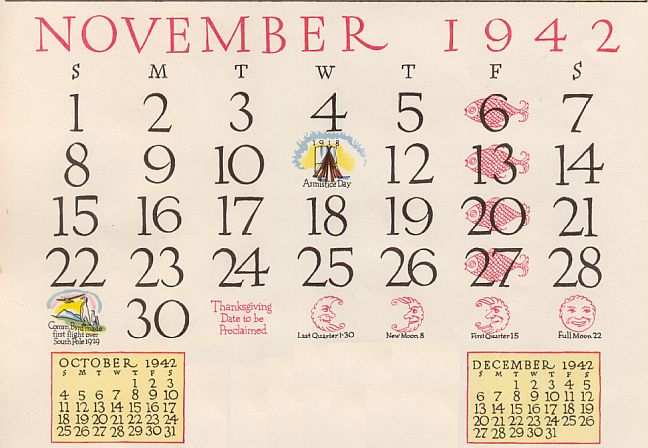 November Calendar Only 42-AA