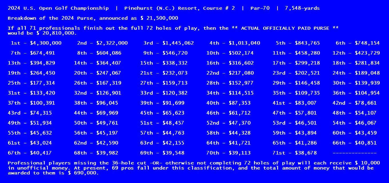 2024 US Open Prize Money