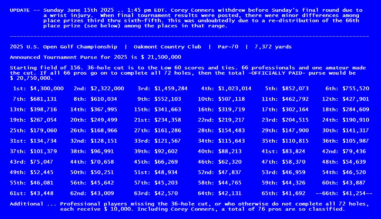 2025 US Open Prize Money