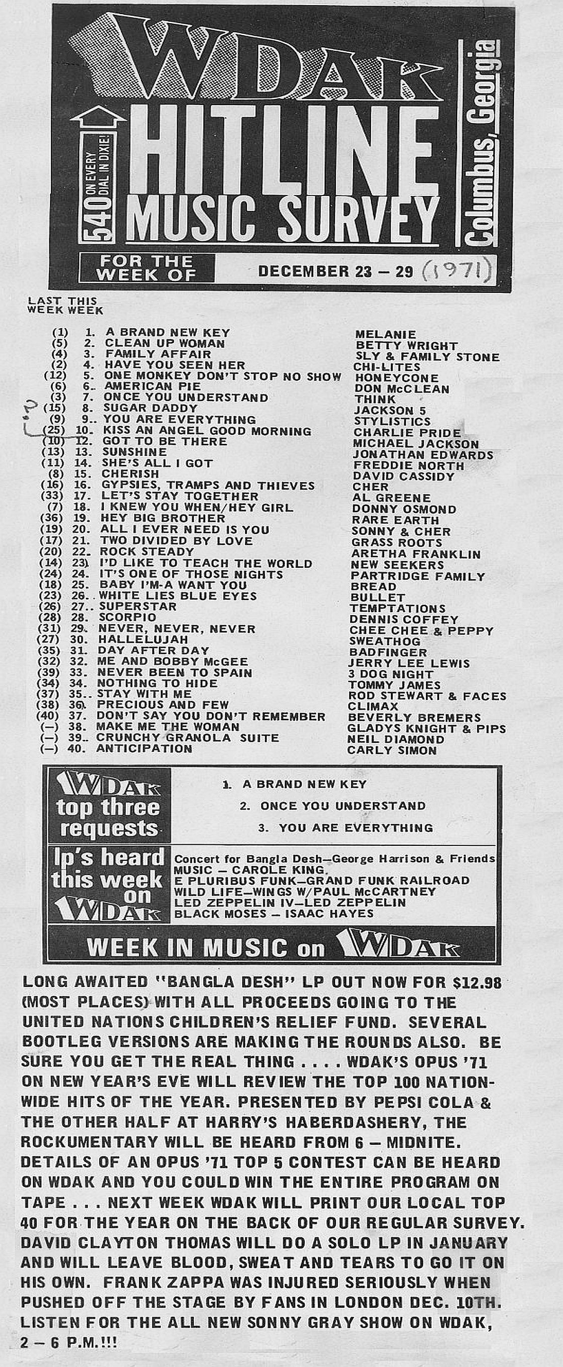 WDAK AM-540 Top 40 December 23rd 1971